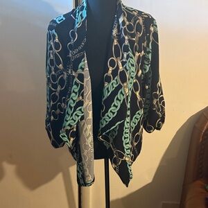 Alfred Dunner Black and Green Chain Print Blazer